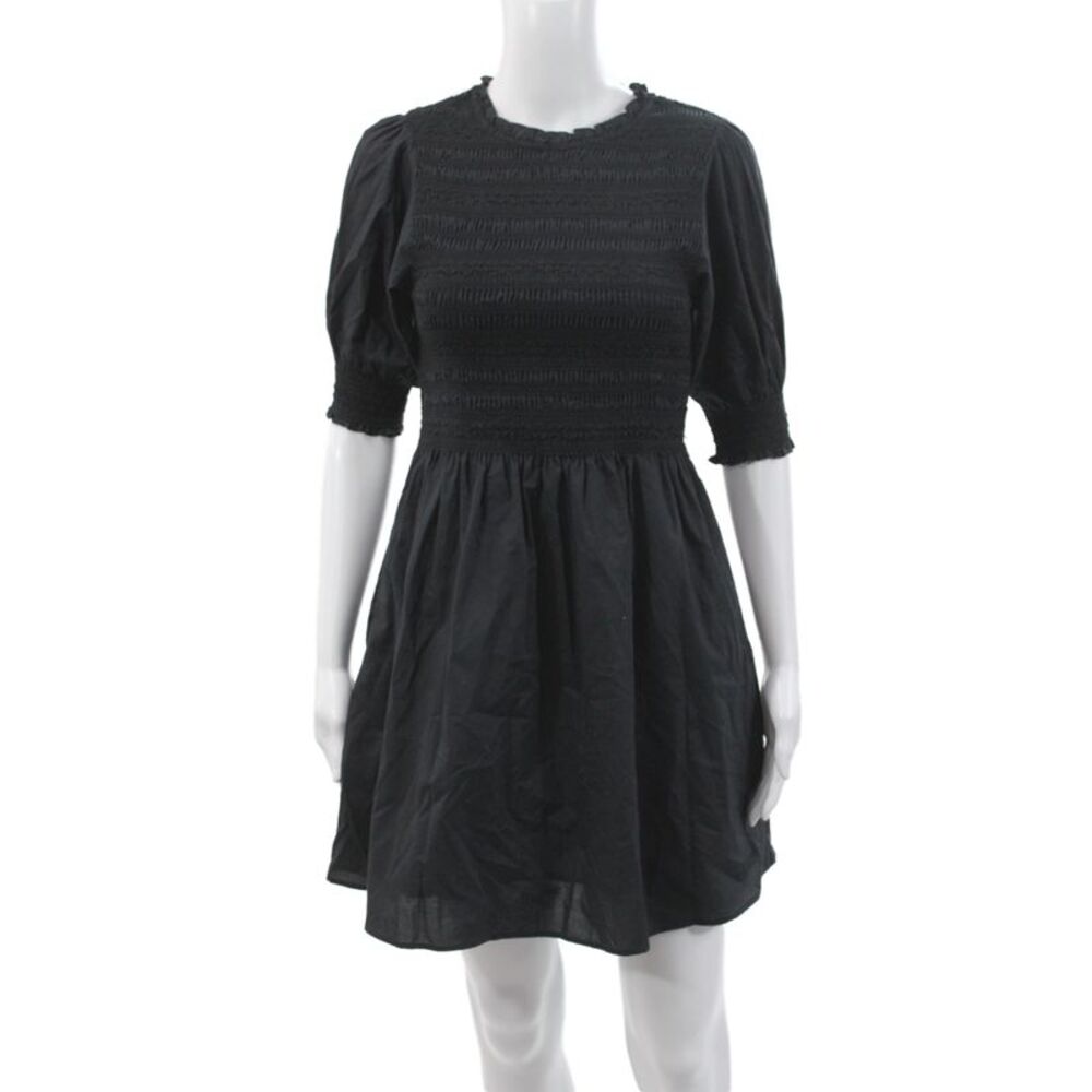 Hill House Women Mini Black Cotton Crew Neck Short Sleeve Dress Size XS